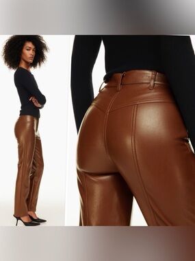 ARITZIA Wilfred Rebel Vegan Leather Pants - Cognac